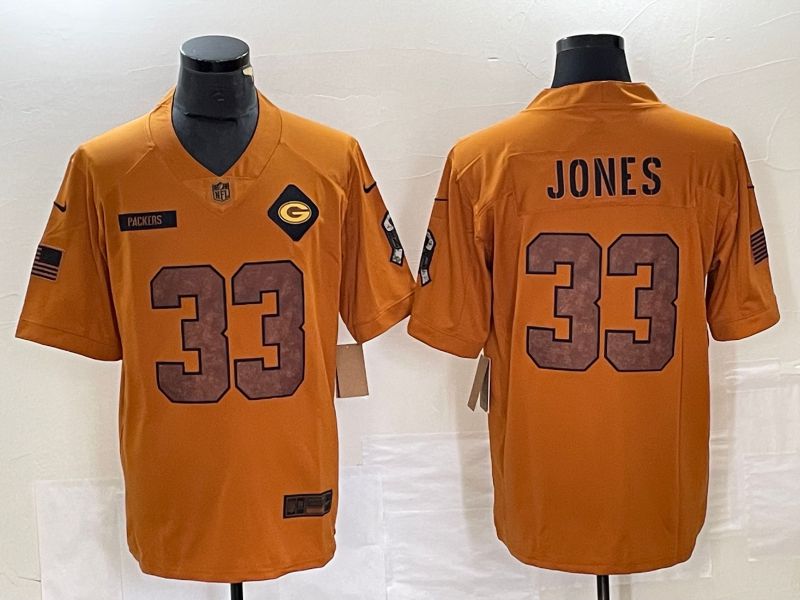 Men Green Bay Packers #33 Jones brown Nike 2023 Salute To Service Limited NFL Jersey->new york jets->NFL Jersey